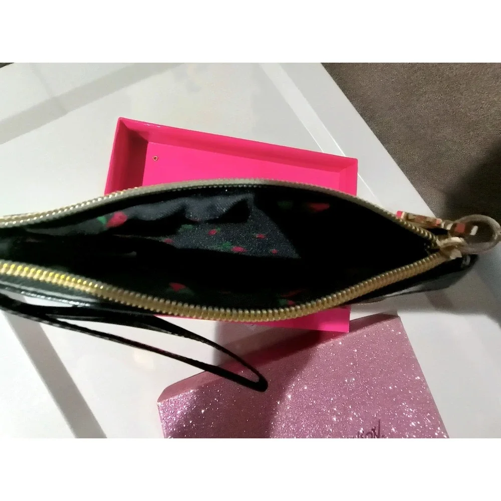 Betsey Johnson Cosmetic Bag Butterfly Wristlet Sequined Still With Box